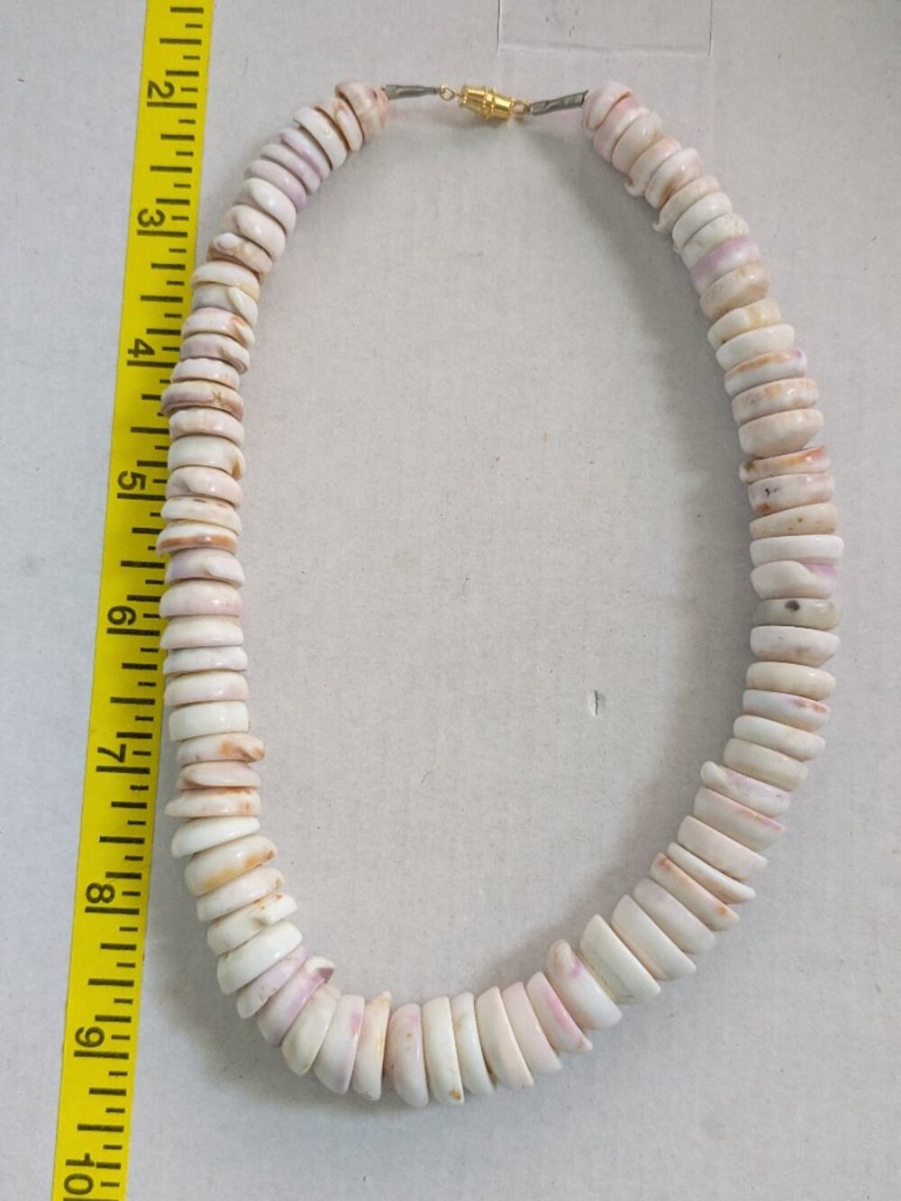 Vintage 70's Beachy Heavy PUKA SHELL Barrel Clasp Necklace